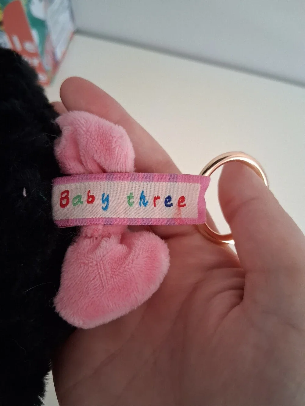 Baby Three Obsidian Bun Bunny Plush Keychain Black White Pink Strawberry Outfit